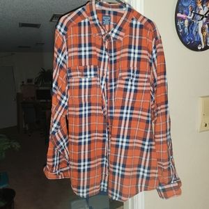 Orange and blue light flannel shirt xxlt faded glory